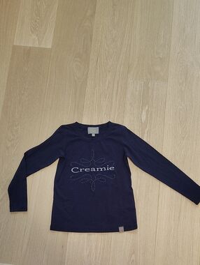 Girls' Navy Long Sleeve Tee with Rhinestone Logo